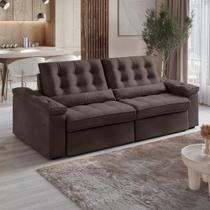 Sofá 4 Lugares Retrátil Reclinável 252cm USB Veludo Ilheus Bexs Estofados Sofá 4 Lugares Retrátil Reclinável 252cm USB Veludo Ilheus Bexs Estofados