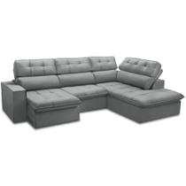 Sofá 4 Lugares Retrátil Reclinável Chaise Direito 288cm Solin F04 Veludo Cinza - Lyam Decor Sofá 4 Lugares Retrátil Reclinável Chaise Direito 288cm Solin F04 Veludo Cinza - Lyam Decor