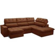 Sofá 4 Lugares Retrátil Reclinável Chaise Direito 288cm Solin F04 Veludo Terracota - Lyam Decor Sofá 4 Lugares Retrátil Reclinável Chaise Direito 288cm Solin F04 Veludo Terracota - Lyam Decor