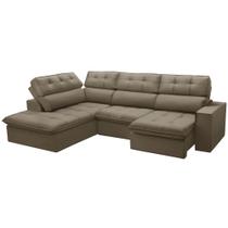 Sofá 4 Lugares Retrátil Reclinável Chaise Esquerdo 288cm Solin F04 Veludo Amêndoa - Lyam Decor Sofá 4 Lugares Retrátil Reclinável Chaise Esquerdo 288cm Solin F04 Veludo Amêndoa - Lyam Decor