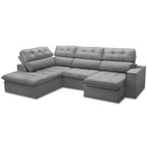 Sofá 4 Lugares Retrátil Reclinável Chaise Esquerdo 288cm Solin F04 Veludo Cinza - Lyam Decor Sofá 4 Lugares Retrátil Reclinável Chaise Esquerdo 288cm Solin F04 Veludo Cinza - Lyam Decor