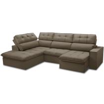 Sofá 4 Lugares Retrátil Reclinável Chaise Esquerdo 288cm Solin F04 Veludo Marrom Claro - Lyam Decor Sofá 4 Lugares Retrátil Reclinável Chaise Esquerdo 288cm Solin F04 Veludo Marrom Claro - Lyam Decor