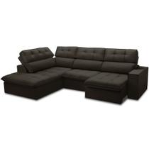 Sofá 4 Lugares Retrátil Reclinável Chaise Esquerdo 288cm Solin F04 Veludo Marrom Escuro - Lyam Decor Sofá 4 Lugares Retrátil Reclinável Chaise Esquerdo 288cm Solin F04 Veludo Marrom Escuro - Lyam Decor