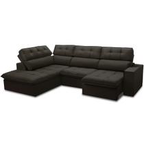 Sofá 4 Lugares Retrátil Reclinável Chaise Esquerdo 288cm Solin F04 Veludo Marrom Escuro - Lyam Decor Sofá 4 Lugares Retrátil Reclinável Chaise Esquerdo 288cm Solin F04 Veludo Marrom Escuro - Lyam Decor