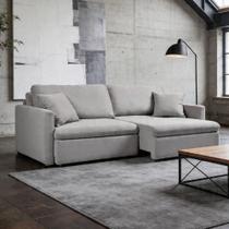Sofá 4 Lugares Retrátil Reclinável Para Sala de Estar 260cm Send K01 Linho Soft Cinza - Lyam Decor Sofá 4 Lugares Retrátil Reclinável Para Sala de Estar 260cm Send K01 Linho Soft Cinza - Lyam Decor