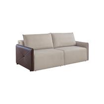 Sofá 4 Lugares Retrátil Urban com Entrada USB Linho Bege e Marrom 260 cm Sofá 4 Lugares Retrátil Urban com Entrada USB Linho Bege e Marrom 260 cm