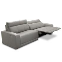 Sofá 4 Lugares Rettrátil Reclinável Elétrico 284cm Mazi L06 Couro Cinza - Lyam Decor Sofá 4 Lugares Rettrátil Reclinável Elétrico 284cm Mazi L06 Couro Cinza - Lyam Decor