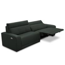 Sofá 4 Lugares Rettrátil Reclinável Elétrico 284cm Mazi L06 material sintético Escuro - Lyam Decor Sofá 4 Lugares Rettrátil Reclinável Elétrico 284cm Mazi L06 material sintético Escuro - Lyam Decor