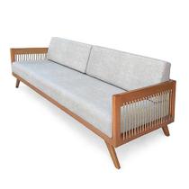 Sofá 4 Lugares Saibi Ozki 240cm Poliéster Cinza Madeira Eucalipto Cedro Corda Náutica Plana Poliéste