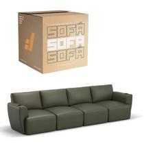 Sofá 4 Lugares Sala De Estar em Couro Bovino Modular Damie Na Caixa