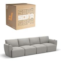 Sofá 4 Lugares Sala De Estar em Tecido Linho Modular Damie Na Caixa