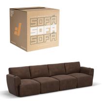 Sofá 4 Lugares Sala De Estar em Tecido Suede Modular Damie Na Caixa