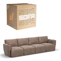 Sofá 4 Lugares Sala De Estar em Tecido Suede Modular Damie Na Caixa