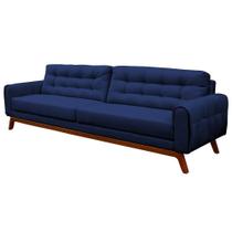 Sofá 4 Lugares Sala de Estar Eros 260 cm Veludo Azul Marinho Base Fixa G15 - Gran Belo Sofá 4 Lugares Sala de Estar Eros 260 cm Veludo Azul Marinho Base Fixa G15 - Gran Belo