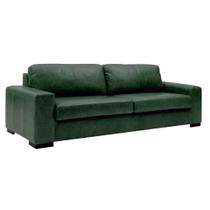 Sofá 4 Lugares Sala de Estar Pés Madeira Aisla 240 cm Verde Couro G43 - Gran Belo Sofá 4 Lugares Sala de Estar Pés Madeira Aisla 240 cm Verde Couro G43 - Gran Belo