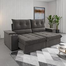 Sofá 4 Lugares Santiago Retrátil e Reclinável Grafite - Viero Móveis Sofá 4 Lugares Santiago Retrátil e Reclinável Grafite - Viero Móveis