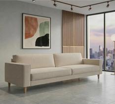 Sofá 4 Lugares Square Living Contemporâneo Bege/Cinza Claro Sofá 4 Lugares Square Living Contemporâneo Bege/Cinza Claro