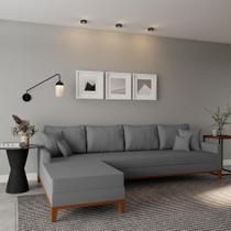 Sofá 4 Lugares Tarija Com Chaise Esquerdo Linho Cinza