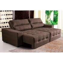 Sofá 4 Lugares Top Lubeck Retrátil e Reclinável 2,30m Suede Marrom - UmaBox