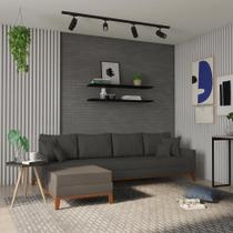 Sofá 4 Lugares Vinto Com Chaise Esquerdo Linho Grafite Sofá 4 Lugares Vinto Com Chaise Esquerdo Linho Grafite