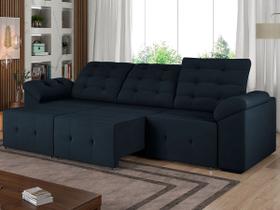 Sofá 5 Lugares 260 Cm Retrátil Reclinável D26 Mola Bonnel Brasil Suede Azul Escuro - SóSofa