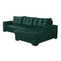 Sofá 5 Lugares Bia com Chaise Direito Suede Verde - Império Estofados