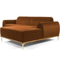 Sofá 5 Lugares com Chaise Direito Para Sala Molino 320 cm D02 Veludo Telha D-292 - Lyam Decor