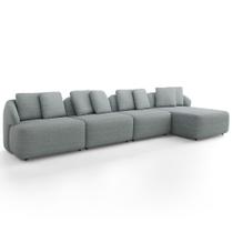 Sofá 5 Lugares com Chaise Direito Sala Living 328cm Arlo F04 Linho Cinza Lyam Decor Sofá 5 Lugares com Chaise Direito Sala Living 328cm Arlo F04 Linho Cinza Lyam Decor