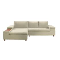 Sofá 5 Lugares com Chaise Esquerdo Clássico Linho Palha Sofá 5 Lugares com Chaise Esquerdo Clássico Linho Palha