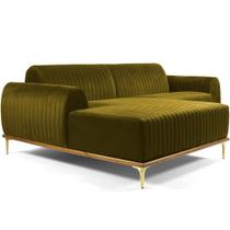 Sofá 5 Lugares com Chaise Esquerdo Para Sala Molino 320cm D02 Veludo Mostarda C-260 - Lyam Decor