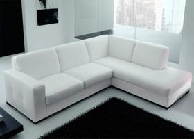 Sofá 5 Lugares com Chaise Lado Direito, Sintético Branco - ENZ005