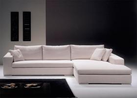 Sofá 5 Lugares com Chaise, Revestimento em Sarja Branca - ENZ006