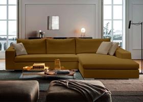 Sofá 5 Lugares com Chaise, Revestimento em Sarja - ENZ006