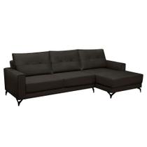 Sofá 5 Lugares Heros com Chaise Direito Veludo Marrom Sofá 5 Lugares Heros com Chaise Direito Veludo Marrom