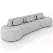 Sofá 5 Lugares Orgânico Para Sala Living 326cm Vasti M03 Linho Cinza - Lyam Decor Sofá 5 Lugares Orgânico Para Sala Living 326cm Vasti M03 Linho Cinza - Lyam Decor