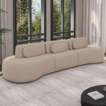 Sofá 5 Lugares Orgânico Para Sala Living 366cm Vasti M03 Veludo Bege - Lyam Decor