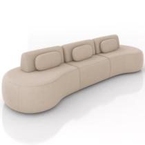 Sofá 5 Lugares Orgânico Para Sala Living 366cm Vasti M03 Veludo Bege - Lyam Decor
