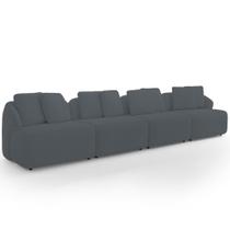 Sofá 5 Lugares Para Sala de Estar Living 388cm Arlo F04 Bouclê Grafite Lyam Decor