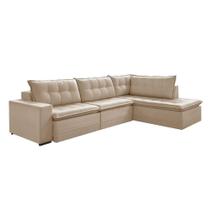 Sofá 5 Lugares Presidente com Chaise Direito Veludo Marfim 296 cm