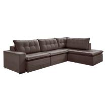 Sofá 5 Lugares Presidente com Chaise Direito Veludo Marrom Escuro 316 cm Sofá 5 Lugares Presidente com Chaise Direito Veludo Marrom Escuro 316 cm