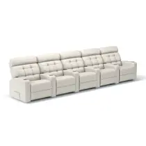 Sofá 5 Lugares Reclinável Elétrico Massageador em Couro Bovino Linha Cinema Sala de estar