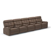 Sofá 5 Lugares Reclinável Elétrico Massageador Linha Cinema em Tecido Linho Sala de estar