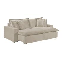 Sofá 5 Lugares Retrátil Com Encosto Fixo Linho M-145 Martins Creme Sofá 5 Lugares Retrátil Com Encosto Fixo Linho M-145 Martins Creme