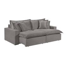 Sofá 5 Lugares Retrátil Com Encosto Fixo Linho M-145 Martins