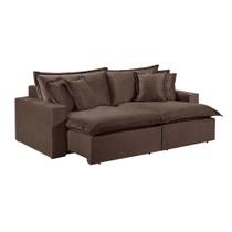 Sofá 5 Lugares Retrátil Com Encosto Fixo M-145 Veludo Martins