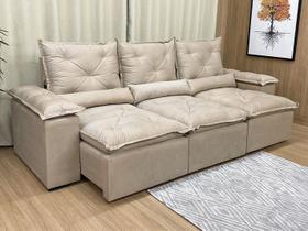 Sofá 5 Lugares Retrátil e Reclinável 2,70 Metros Alpoim Estofados Bege 201 Athenas