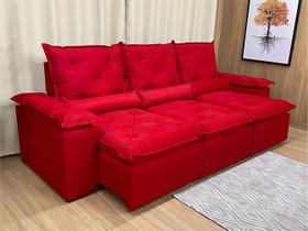 Sofá 5 Lugares Retrátil e Reclinável 2,70 metros Alpoim Estofados Vermelho 203 Athenas