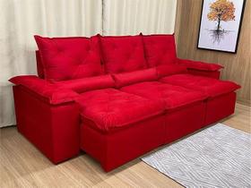 Sofá 5 Lugares Retrátil e Reclinável 2,70 Metros Alpoim Estofados Vermelho 203 Athenas