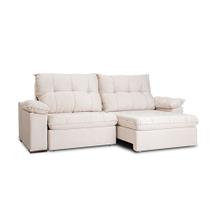 Sofá 5 Lugares Retrátil e Reclinável cm USB Flexforma Triton Veludo Marfim 290 cm