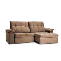 Sofá 5 Lugares Retrátil e Reclinável cm USB Flexforma Triton Veludo Tabaco 290 cm